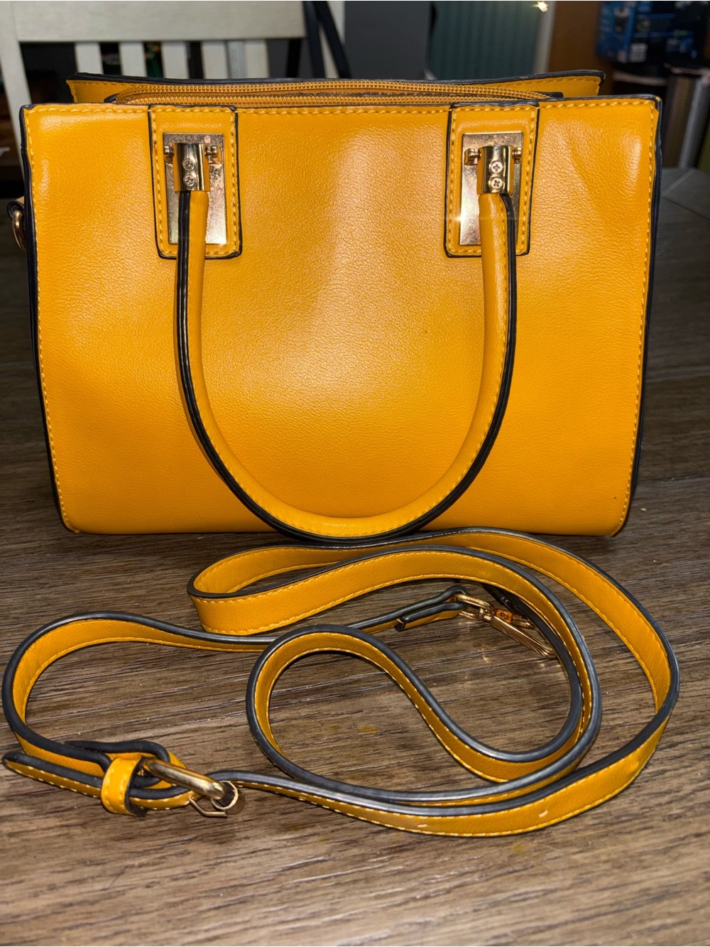 Yellow Women’s Leather Satchel Handbag